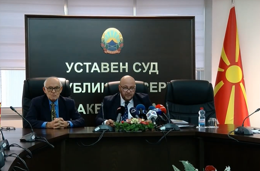 Прес конференција на претседателот Дарко Костадиновски и судијата Осман Кадриу по завршување на 28. седница на Судот