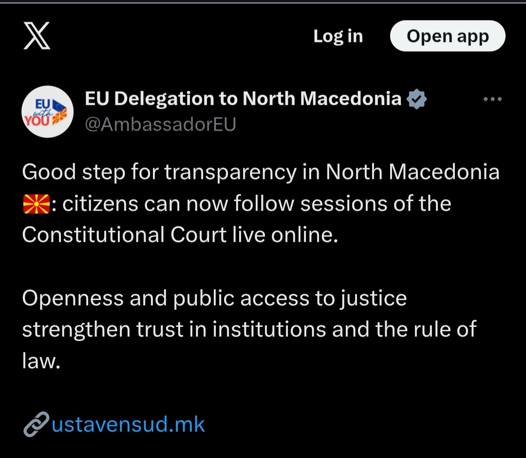 ЕУ Делегацијата со поддршка за емитувањето на седниците на Уставен во живо: Добар чекор за транспарентноста и зајакнување на довербата во институциите