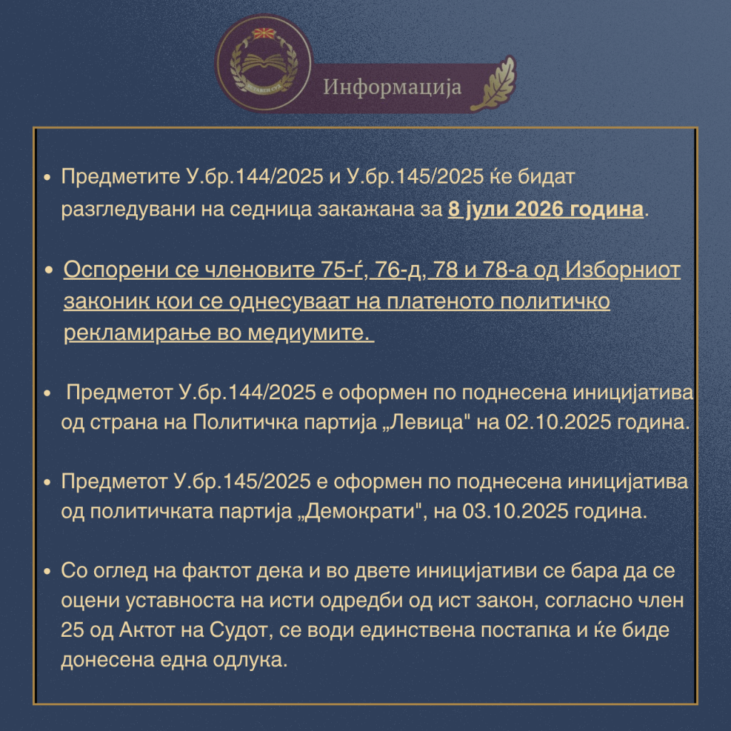 Одговор за новинари за предметите поврзани со Изборниот законик